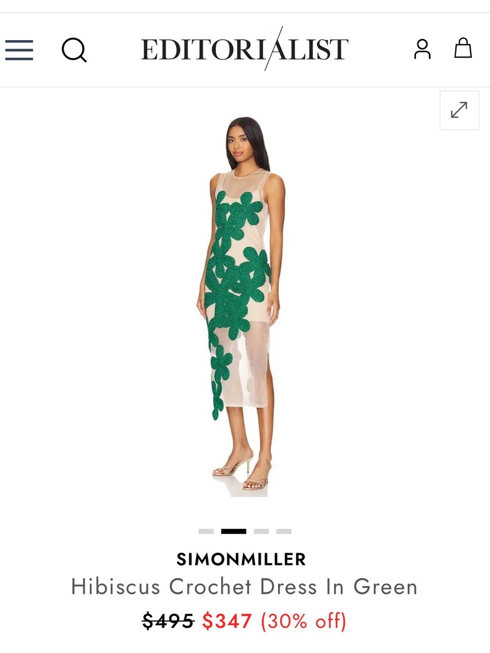SIMONMILLER Hibiscus Crochet Dress in Gummy Green Medium - Picture 14 of 17